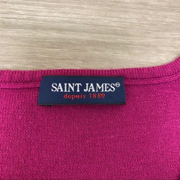 Saint James V-neck Sweater in Raspberry Size 6 - Picture 7 of 10